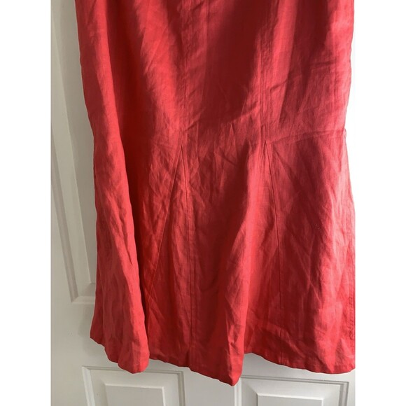 Kim Rogers Coral Linen Lined Midi Flared Skirt Sz 10 - Picture 3 of 7